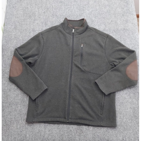 Cremieux Jacket Mens XL Gray Brown Elbow Patches full Zip Mock Neck Tech Sweater - Picture 1 of 11